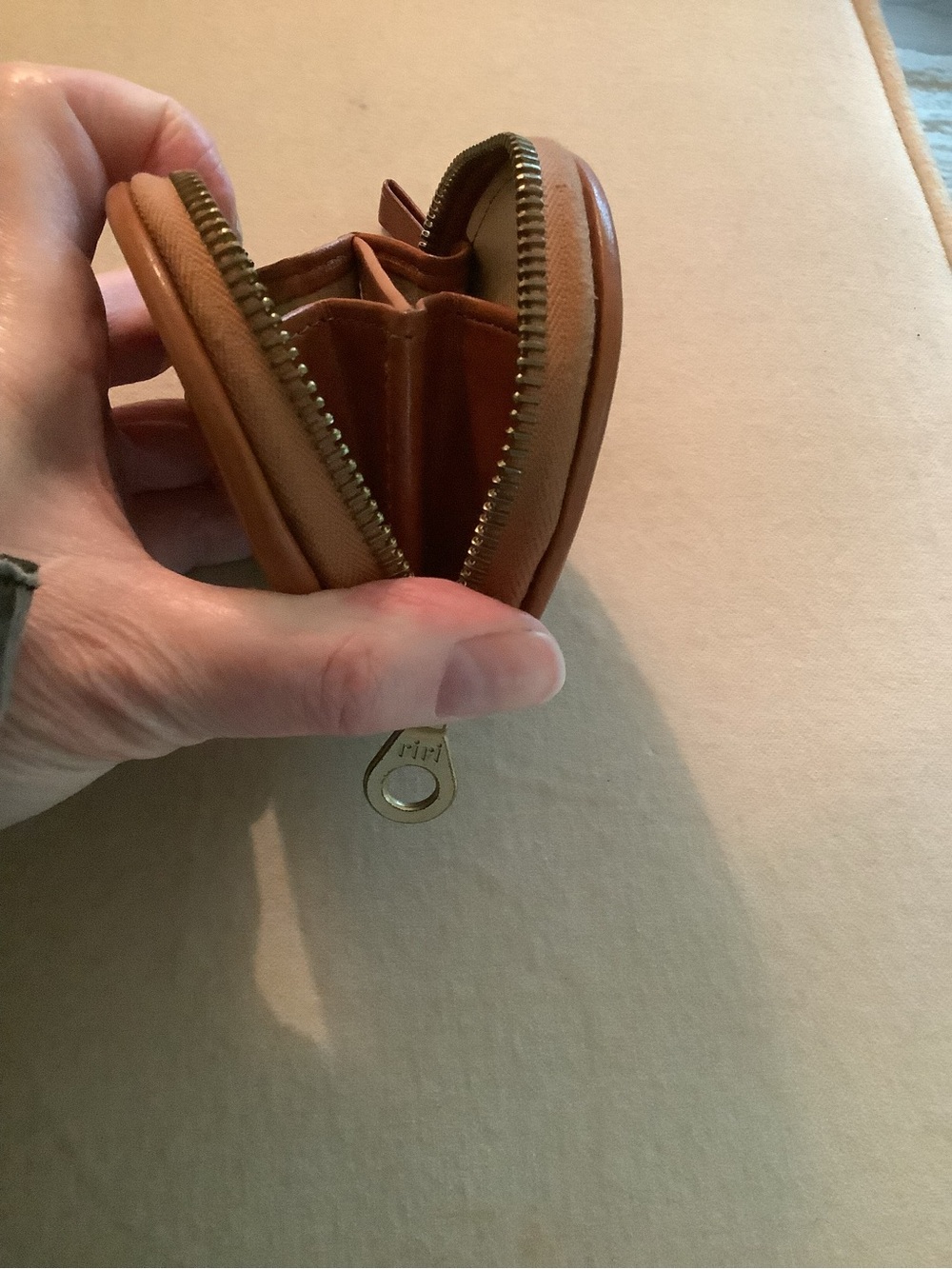Dooney & Bourke Brown and Black Round Leather Coin Pouch with Strap - Picture 5 of 5